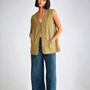 🩵💥 L.L. Bean Khaki Button-Up Vest